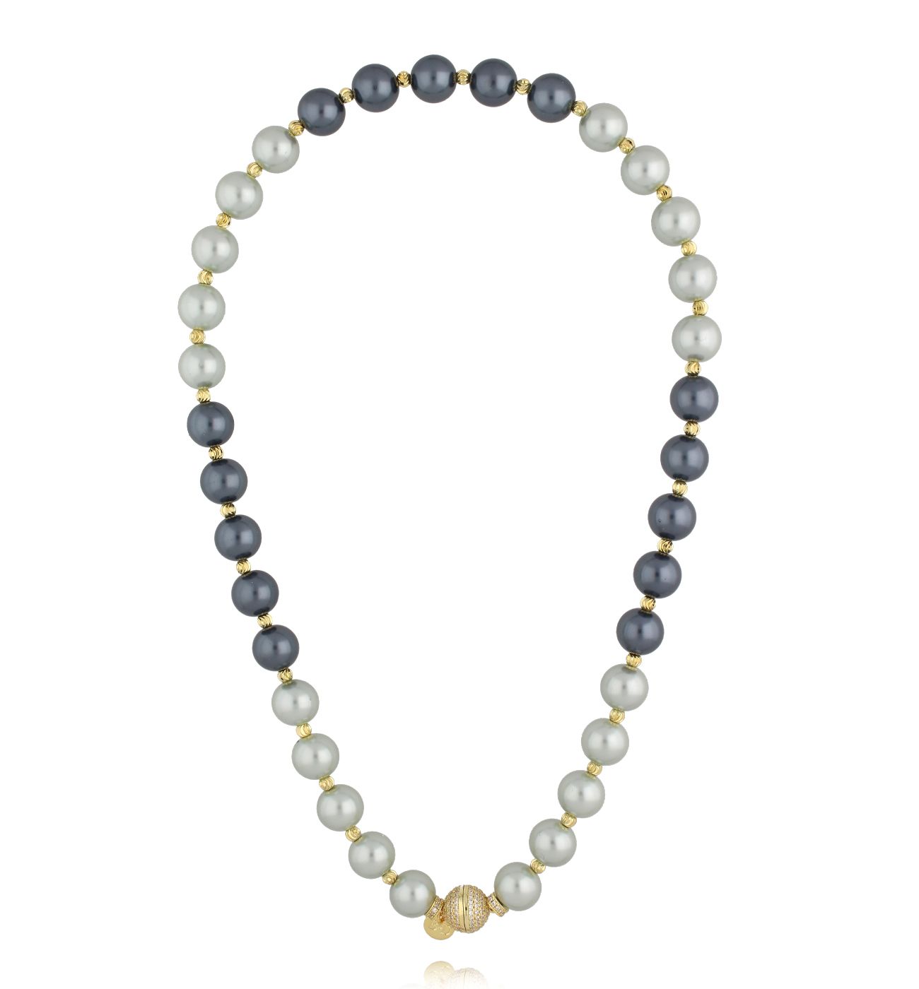 Naszyjnik z pereł w odcieniach szarości i złota - By Dziubeka