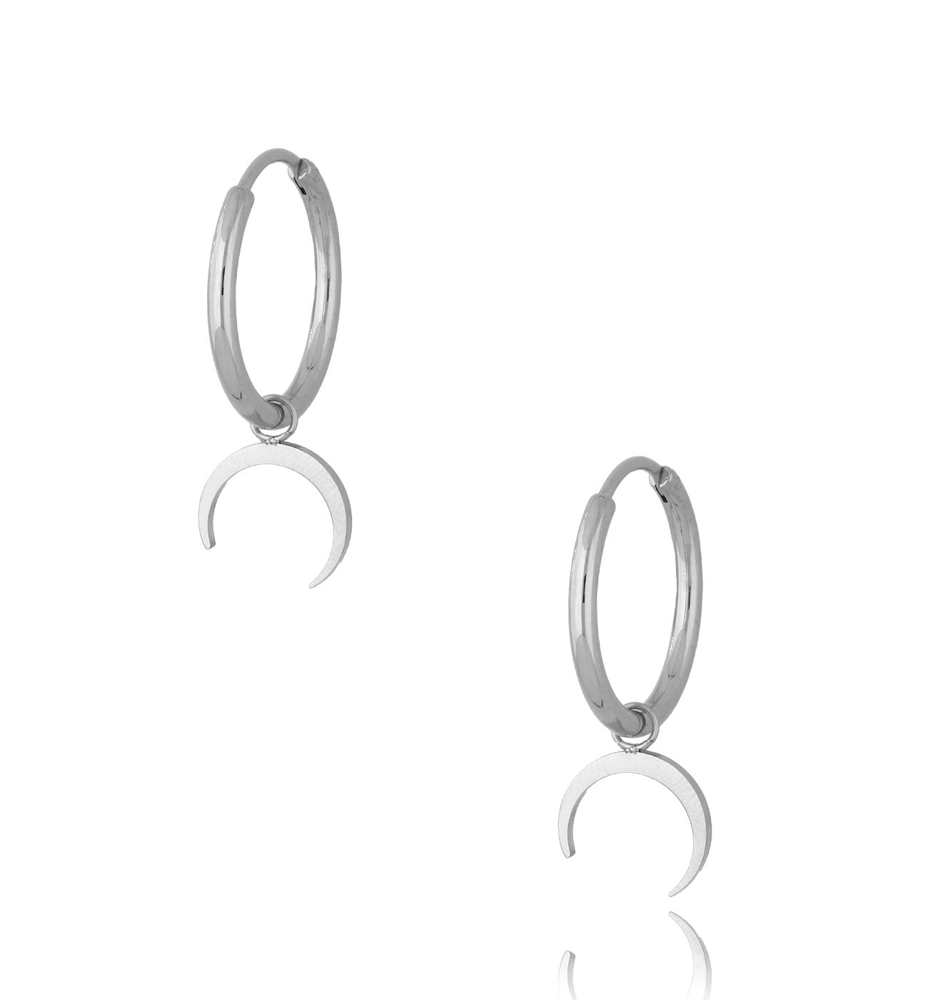 Kolczyki kółka posrebrzane ze stali szlachetnej Thin Moons KSA0294