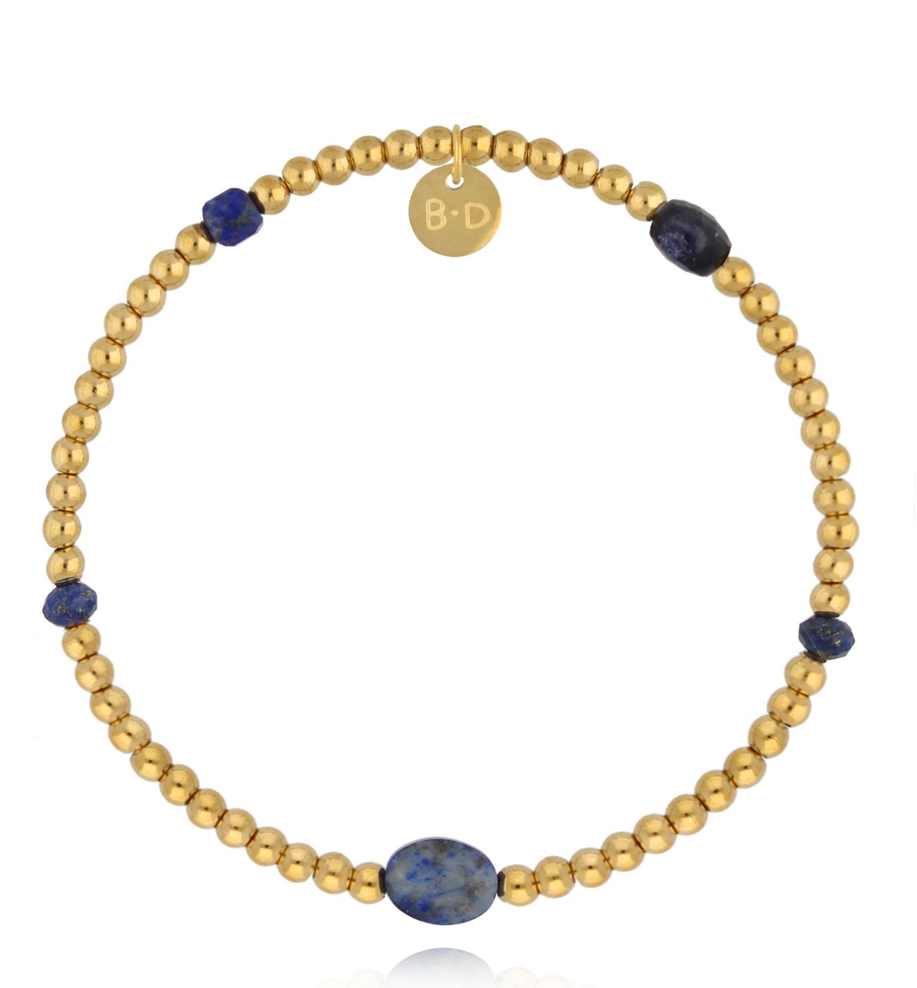 Bransoletka z lapisem lazuli i złotymi kuleczkami BTW3449