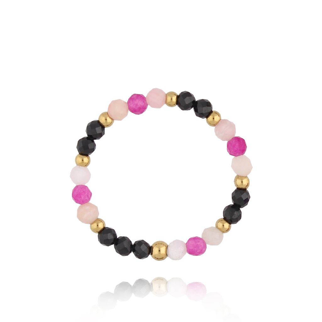 Pierścionek czarny z kamieniami naturalnymi Nada PSC0493 - By Dziubeka