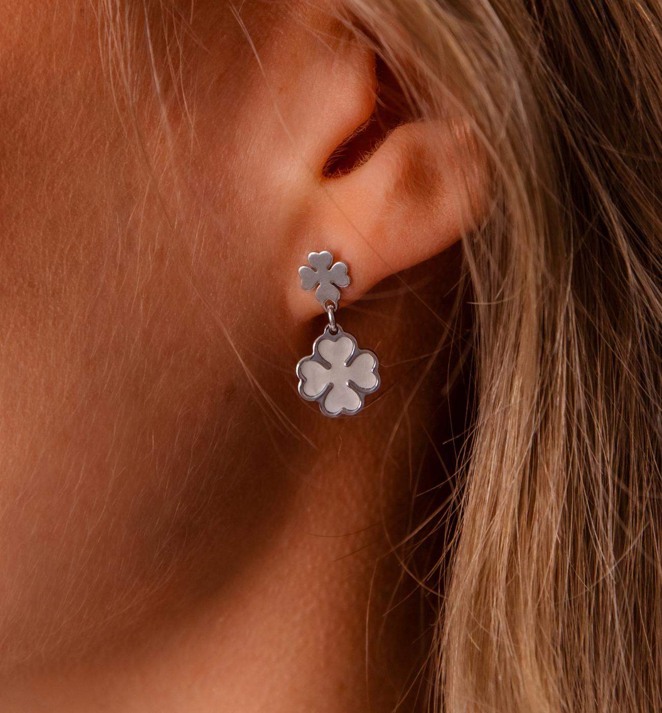 Kolczyki koniczynki srebrne KGG0019 - By Dziubeka