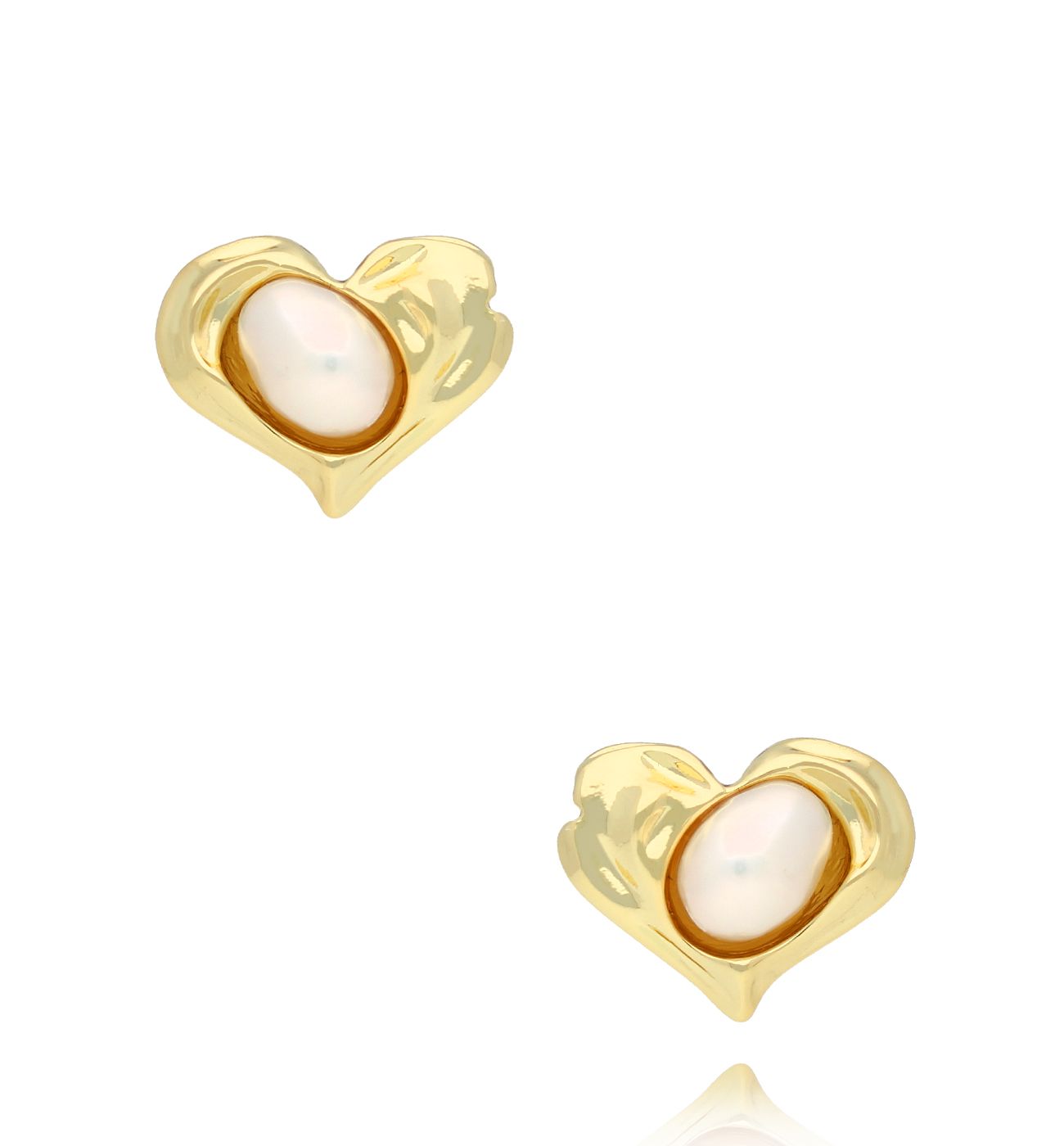 Kolczyki złote serca z perłami Corazón de perla KPE0122