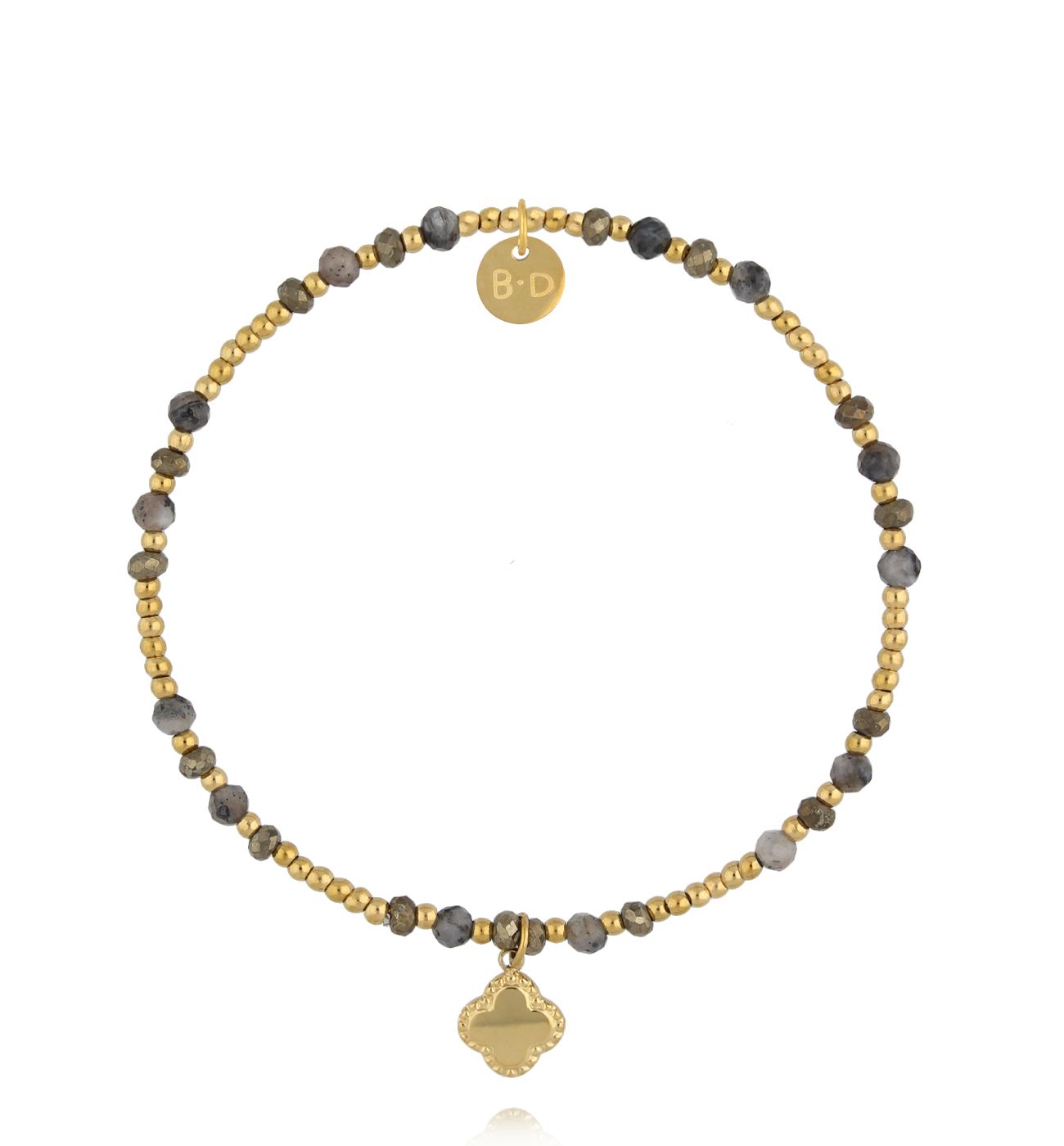 Bransoletka z labradorytami i koniczynką - By Dziubeka