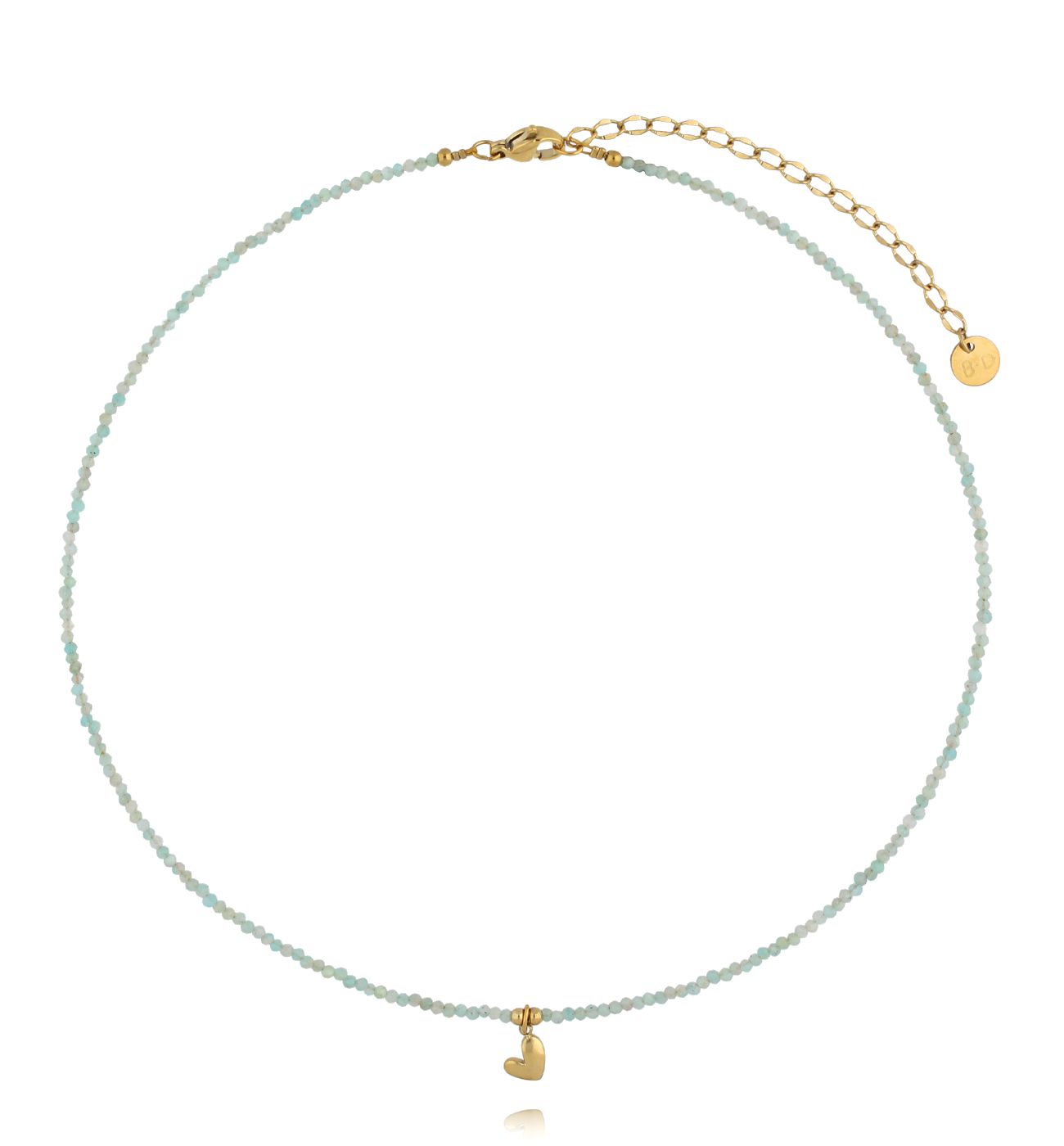 Naszyjnik z amazonitami i złotym sercem - By Dziubeka