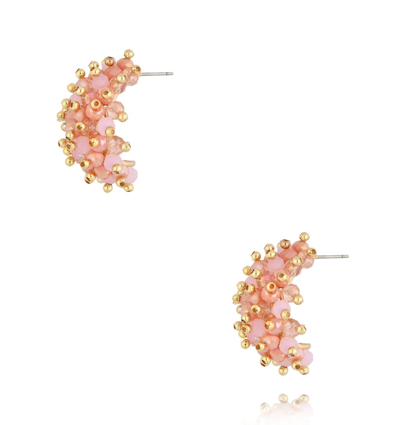 Kolczyki z różowymi kryształkami KWE0147 - By Dziubeka