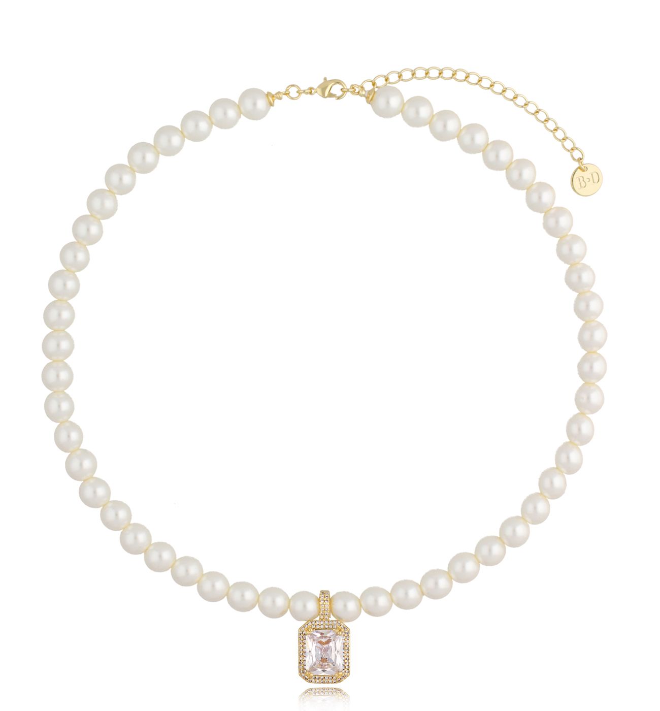 Naszyjnik perłowy z transparentnym kryształkiem Majestic - By Dziubeka