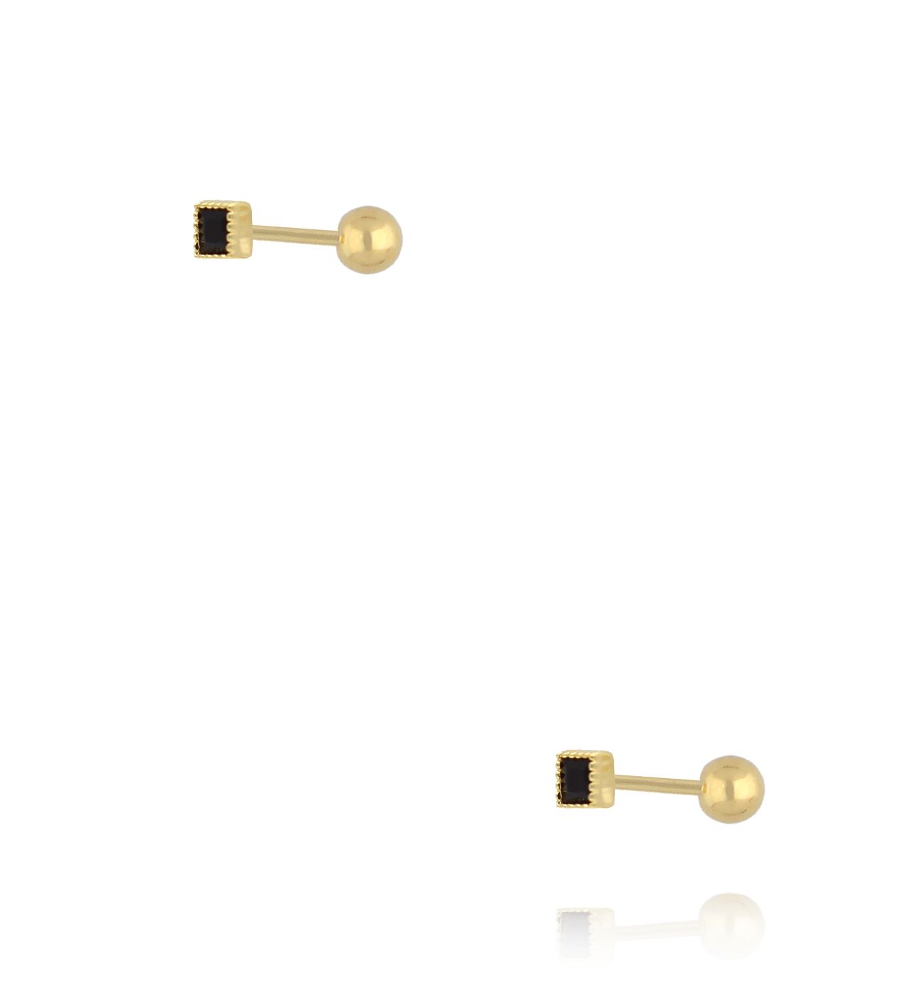 Kolczyki z czarnym kwadratem – złote KCA0152 - By Dziubeka