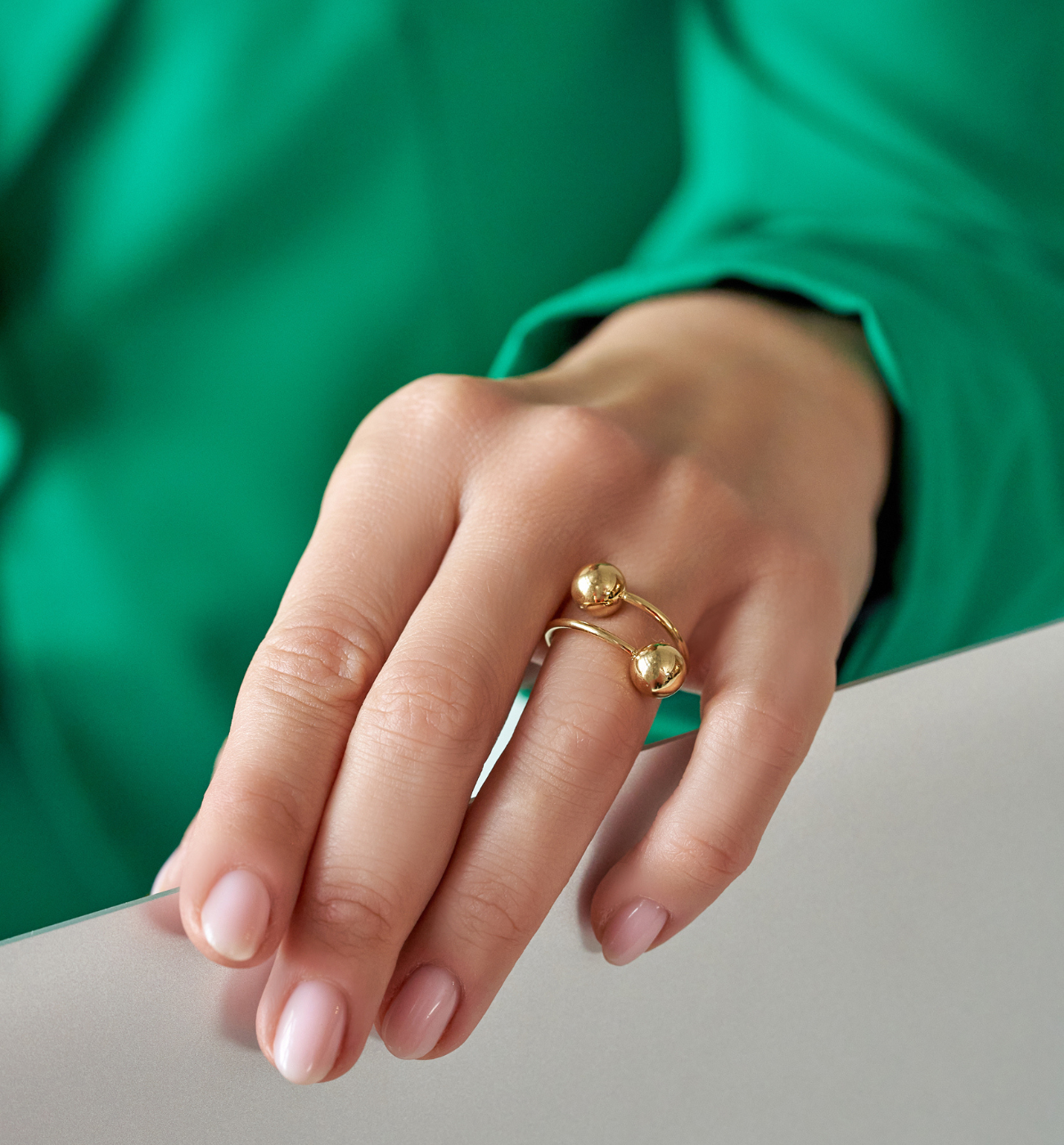 Pierścionek złoty z kulkami Balls - By Dziubeka