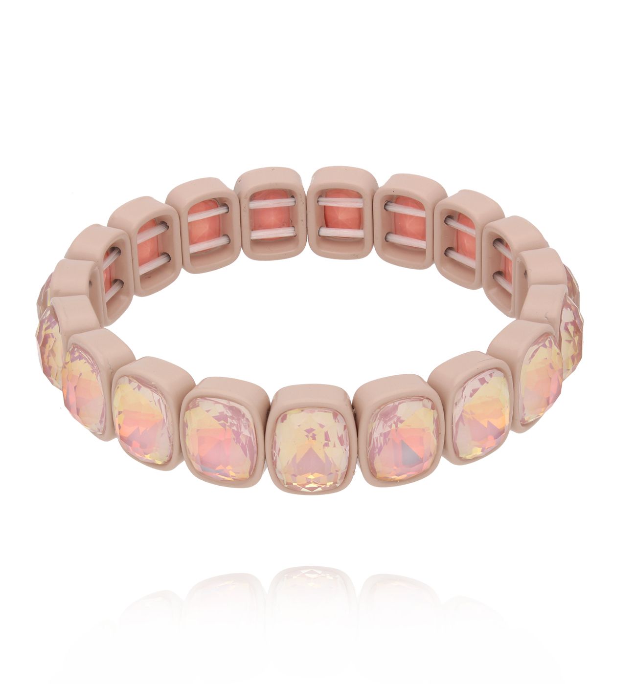 Bransoletka pudrowo-różowa z kryształami BCR0022