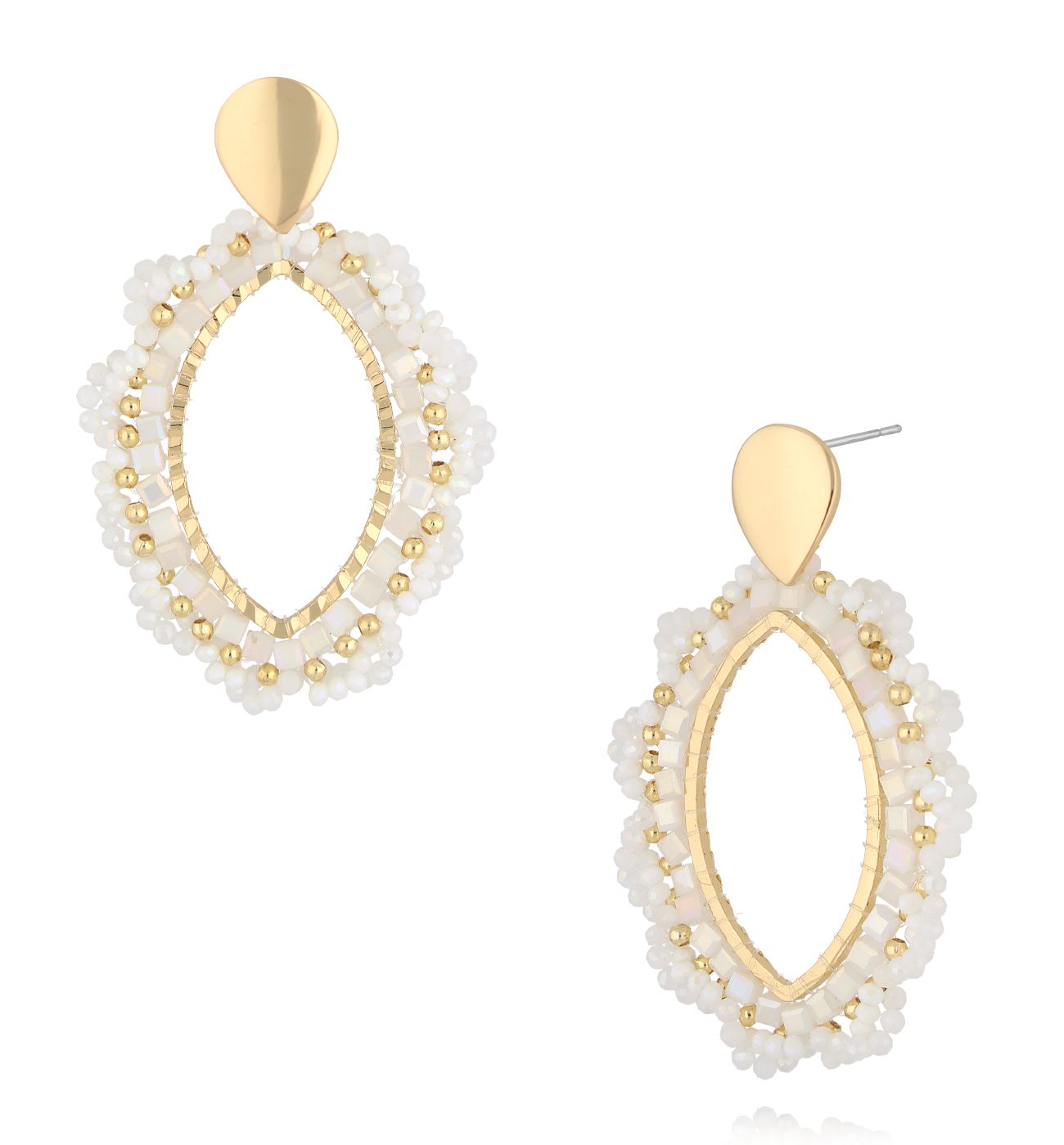 Kolczyki z białymi kryształkami KWE0320 - By Dziubeka