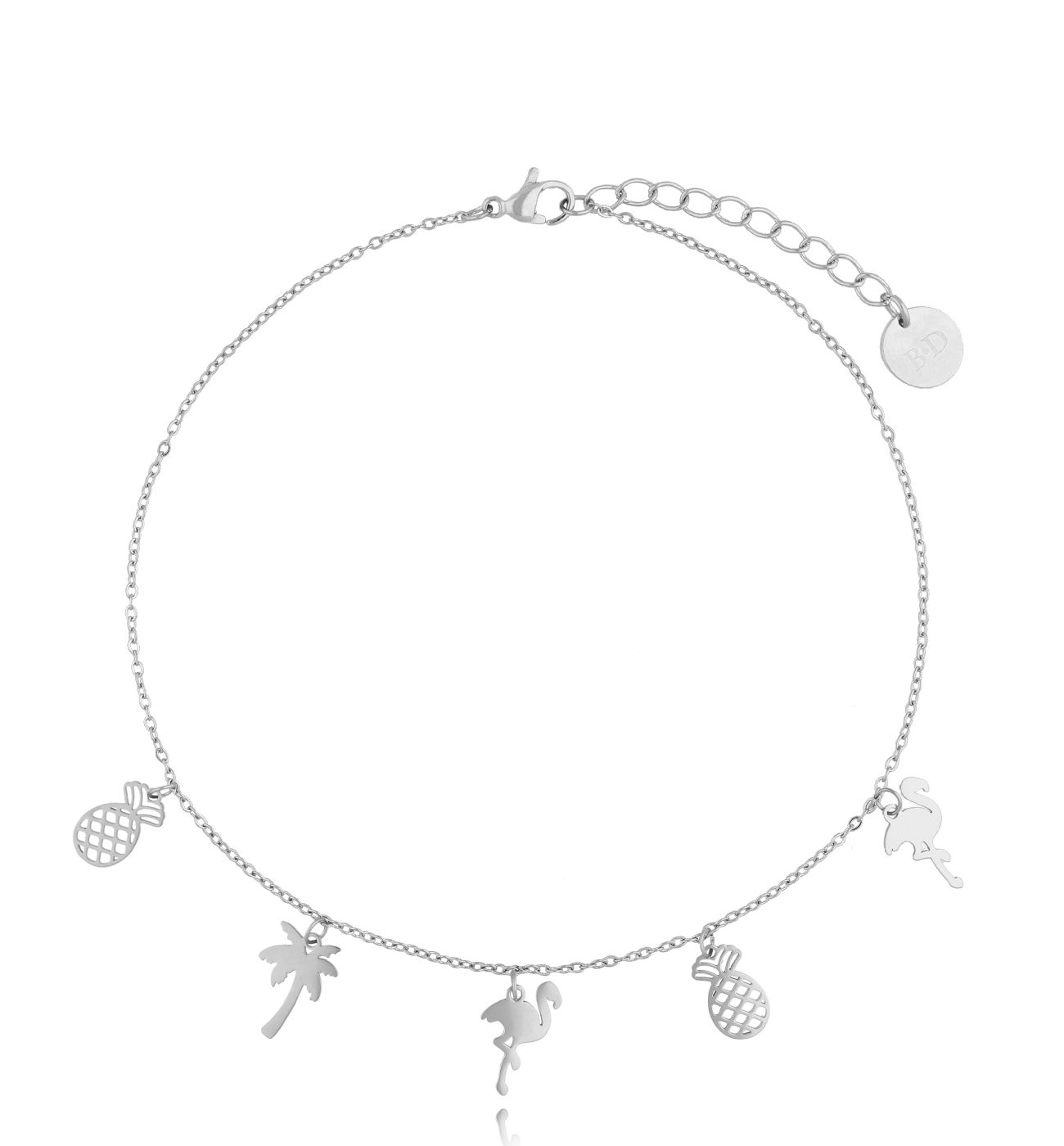 Bransoletka na nogę srebrna z zawieszkami Serengeti B - By Dziubeka