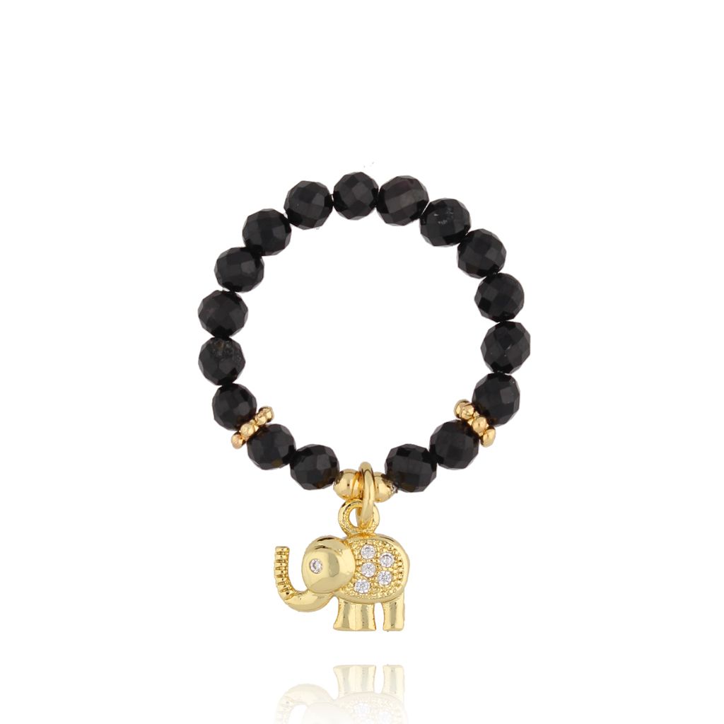 Pierścionek ze słonikiem i turmalinami - By Dziubeka