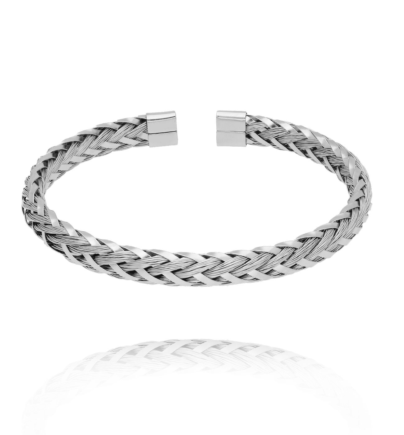 Bransoletka obręcz srebrna z plecionki BSY0445 - By Dziubeka