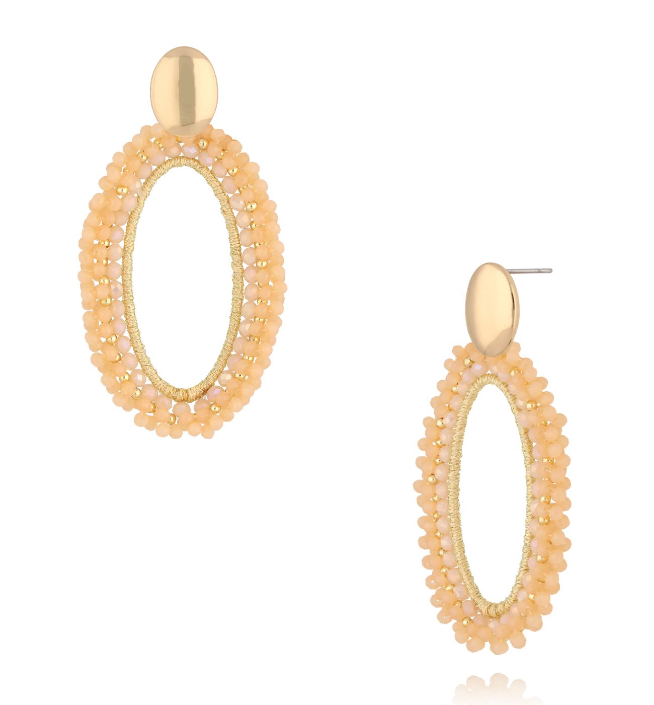 Kolczyki z jasnymi brzoskwiniowymi kryształkami KWE0329 - By Dziubeka