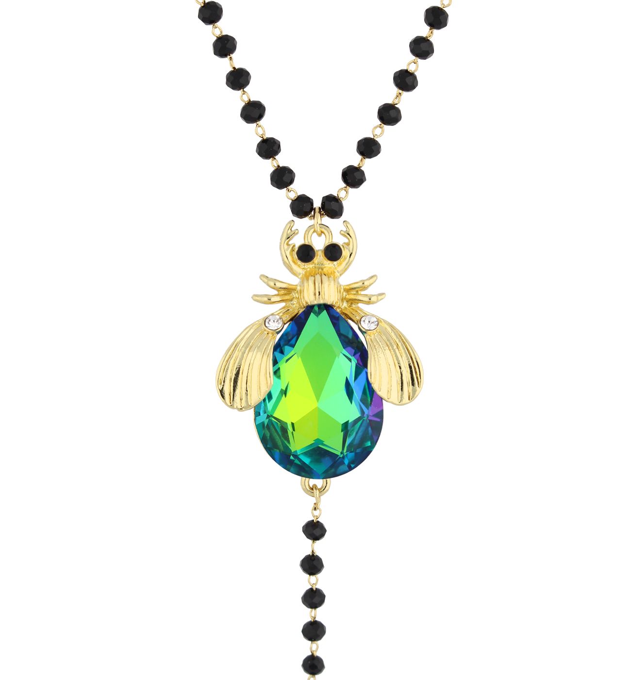 Naszyjnik z zielonym żukiem Midnight - By Dziubeka