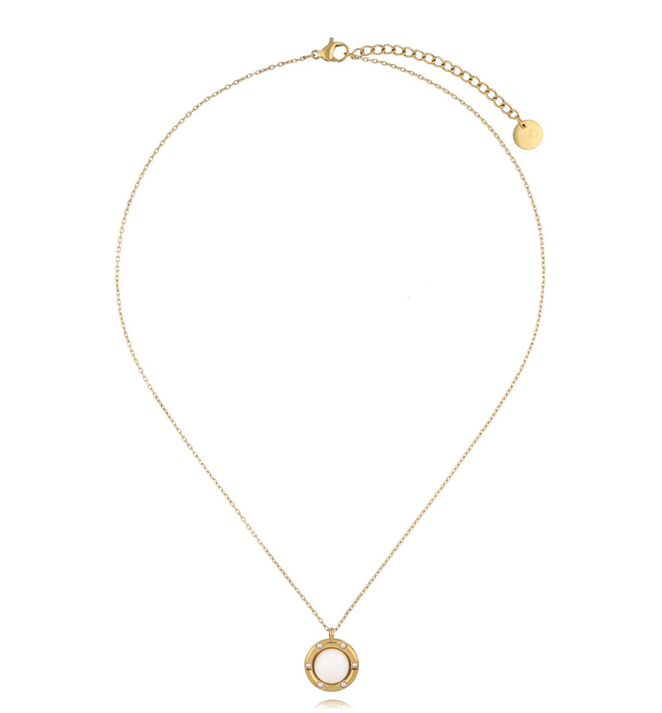 Naszyjnik złoty z białym wisiorkiem Ocean Mist - By Dziubeka