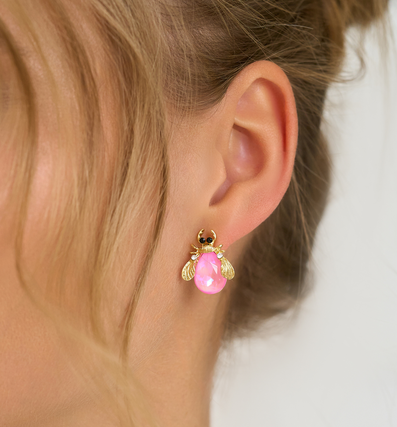 Kolczyki z różowymi owadami Midnight 1 - By Dziubeka