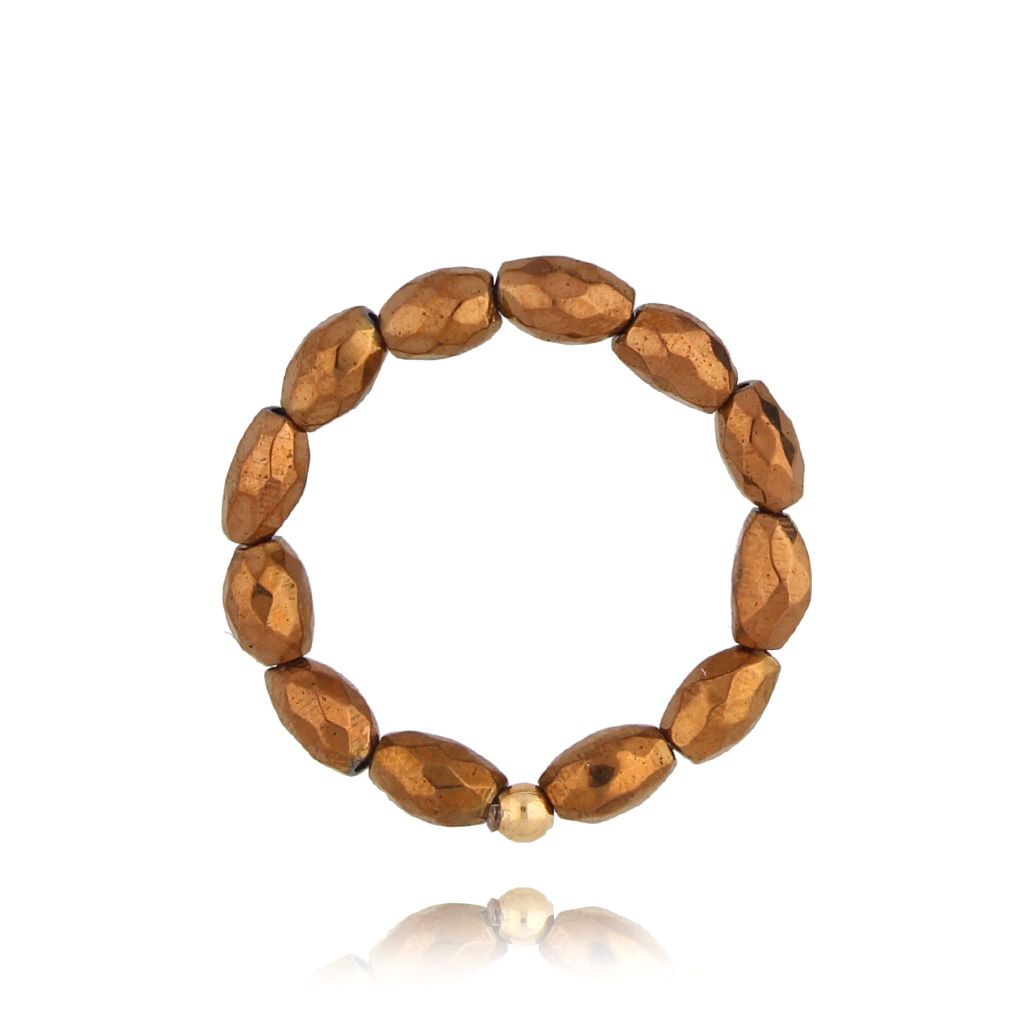 Pierścionek z hematytami brązowy Vioi - By Dziubeka