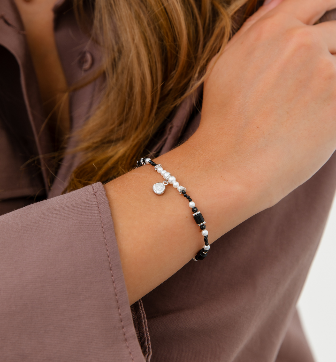 Bransoletka z perłami i agatami BLT0005 - By Dziubeka