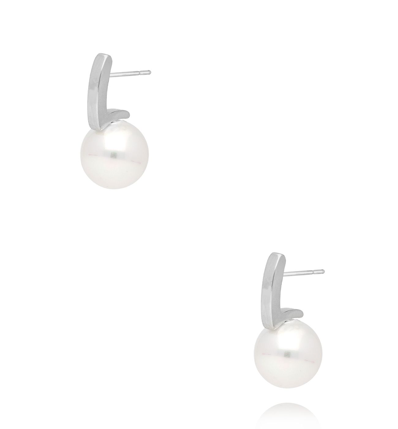 Kolczyki z białymi perłami srebrne - By Dziubeka