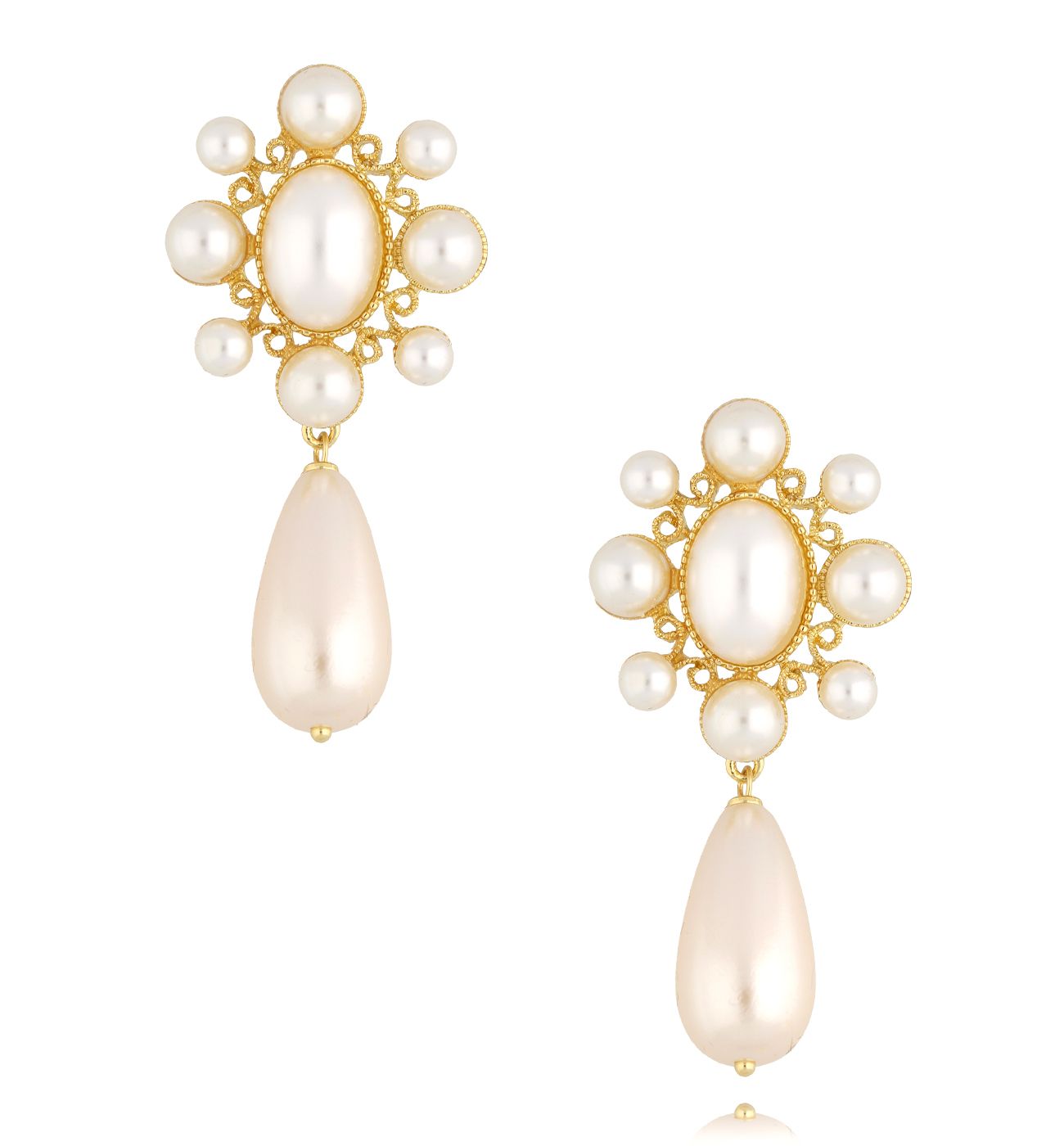 Kolczyki złote długie z perłami Eulalia KPE0135