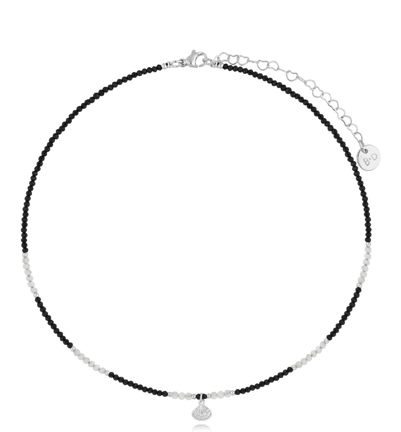 Naszyjnik z turmalinami i muszelką srebrny NTW1250