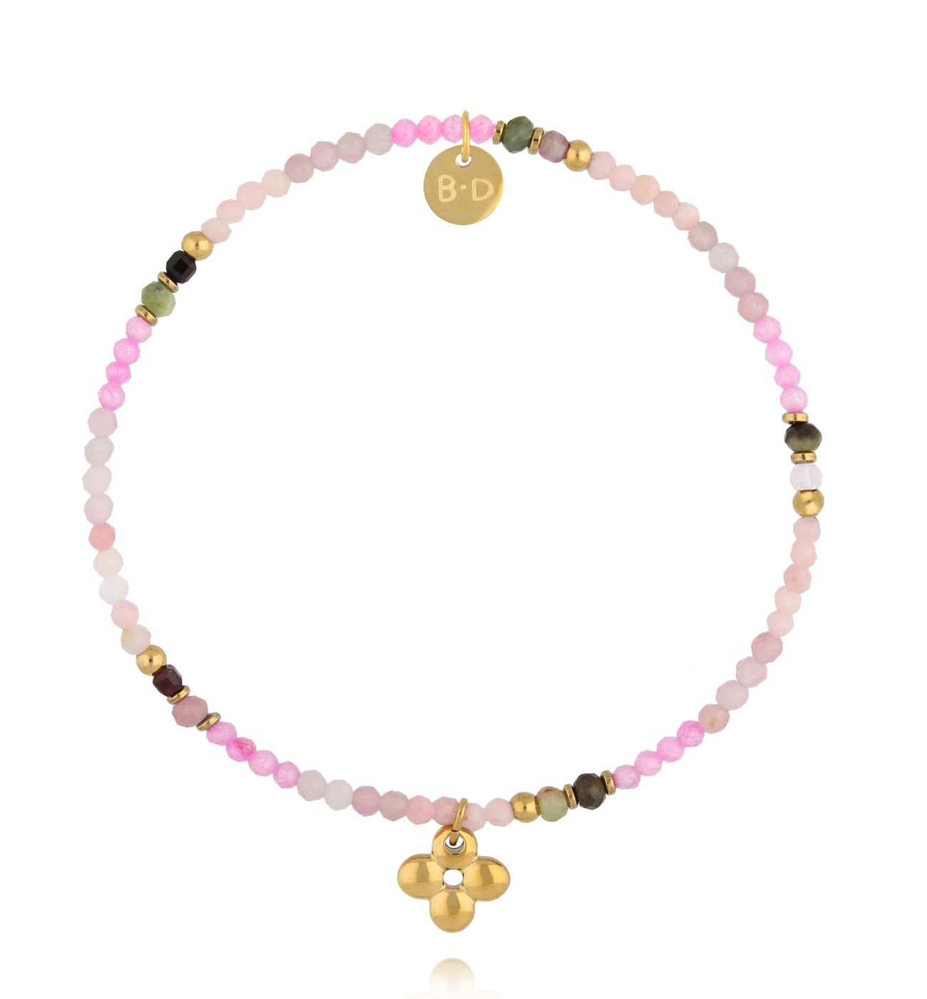 Bransoletka z turmalinem i zawieszką koniczynką - By Dziubeka