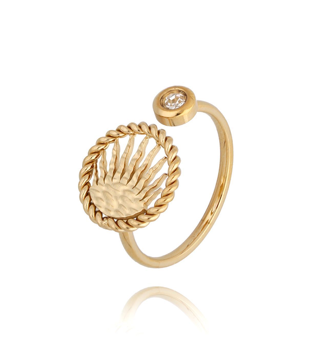 Pierścionek złoty ze słońcem Mi Amado Sol - By Dziubeka