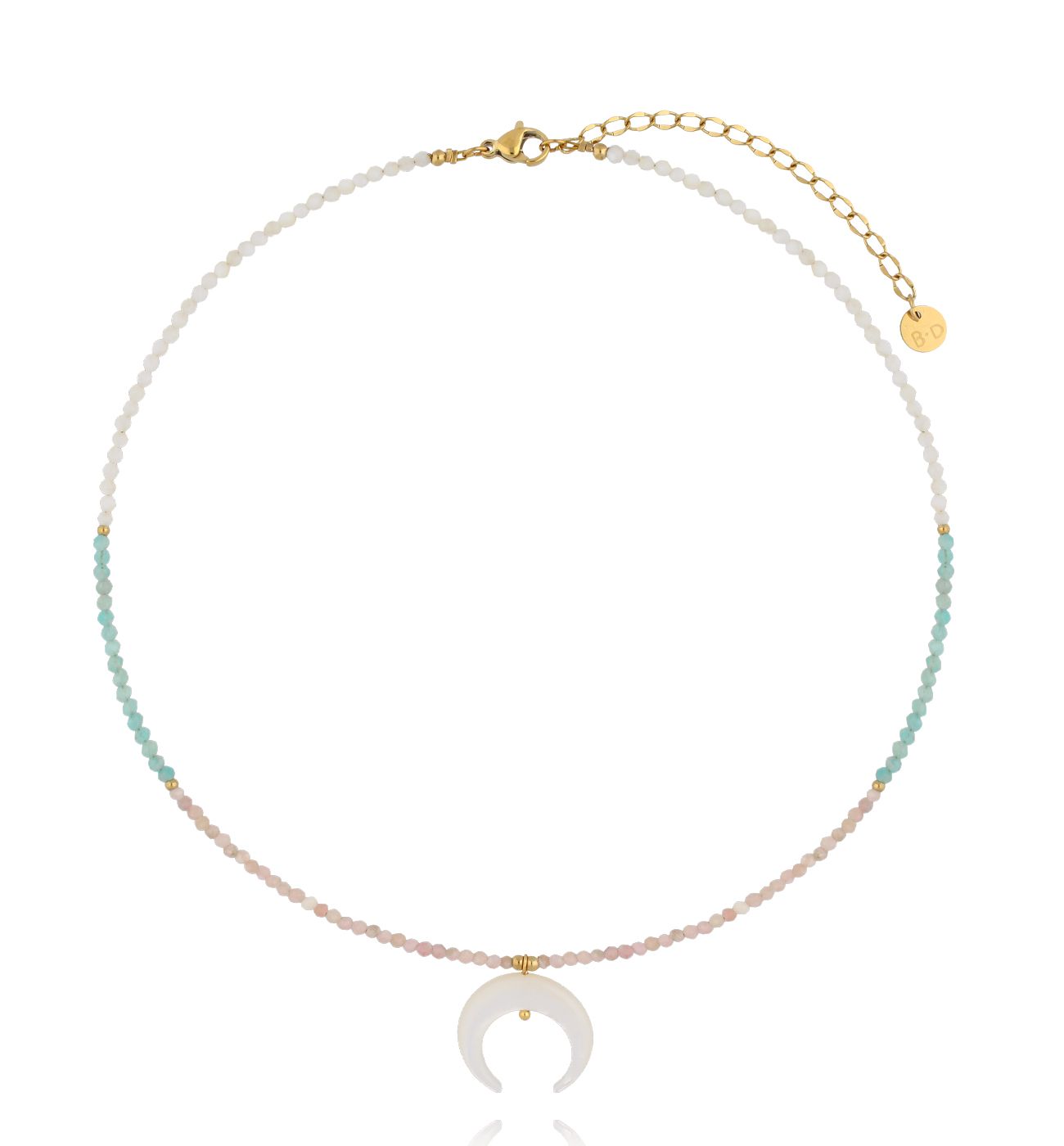 Naszyjnik z różowymi opalami i amazonitami - By Dziubeka