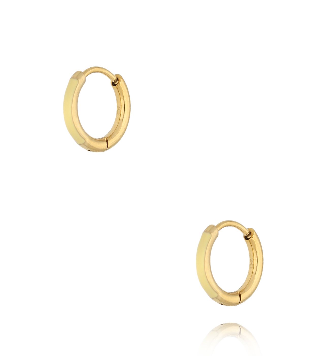 Kolczyki złote koła z żółtą emalią Enamel Small Hoops - By Dziubeka
