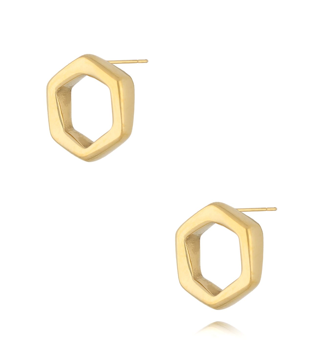 Kolczyki złote sześciokątne Geometric - By Dziubeka