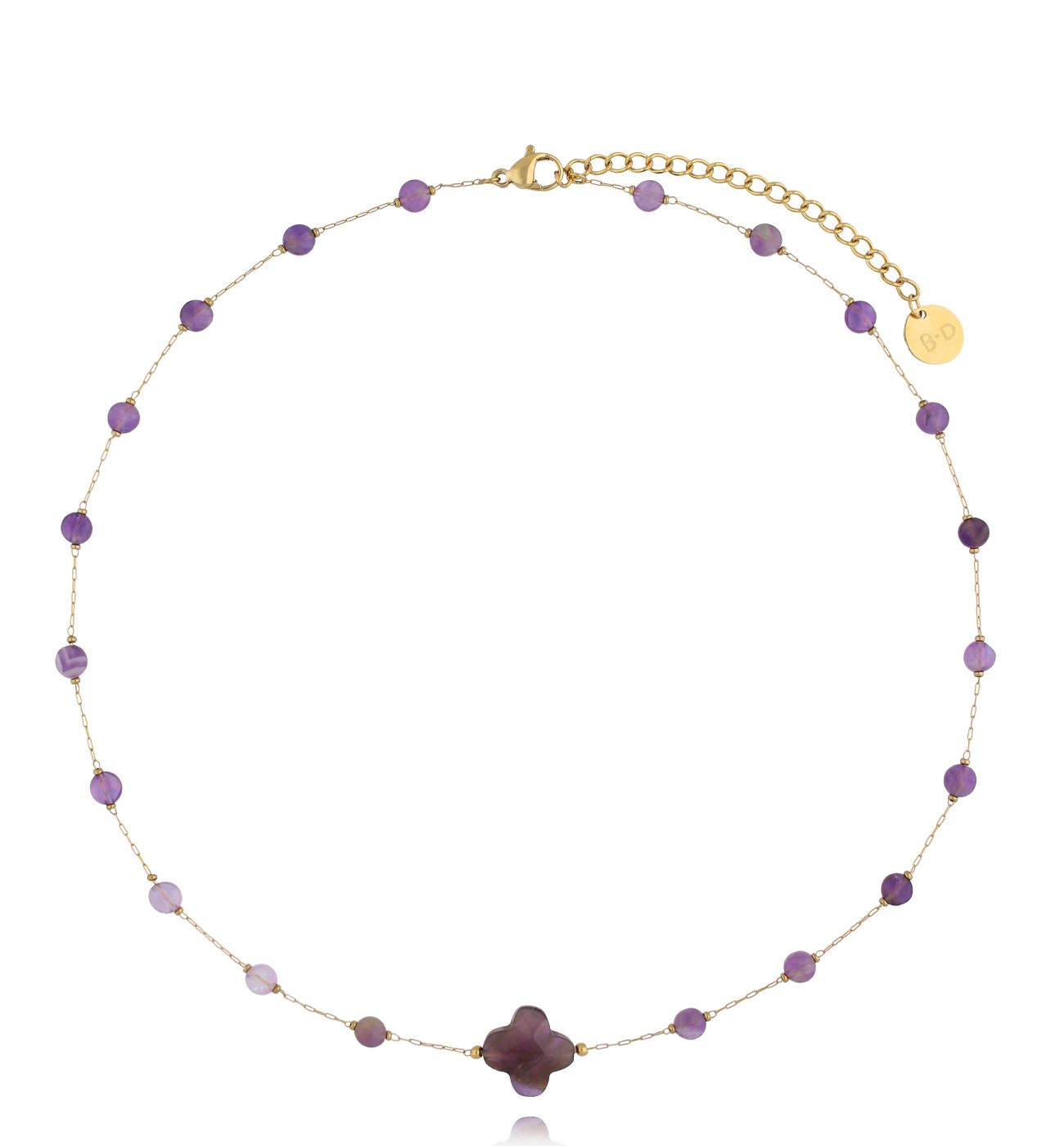 Naszyjnik z koniczynką i ametystami - By Dziubeka