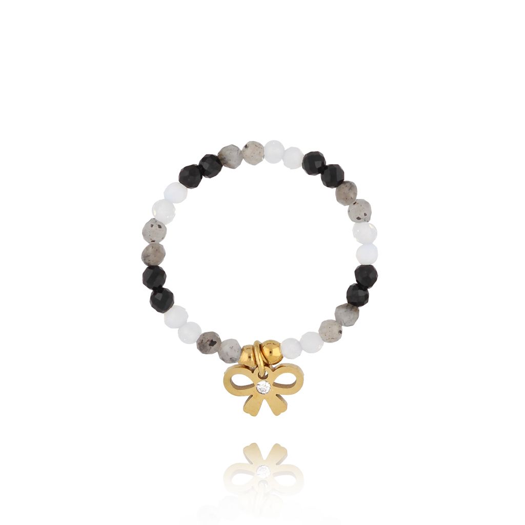 Pierścionek z kokardką i turmalinami - By Dziubeka