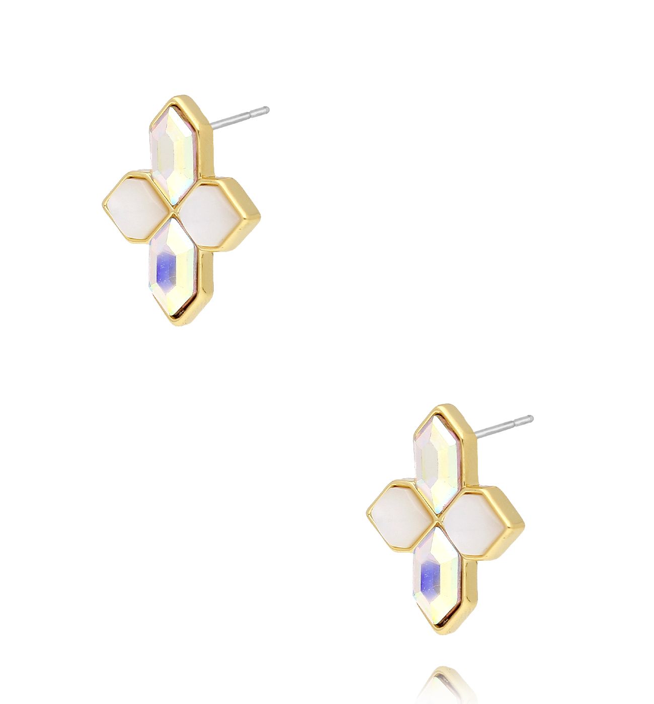 Kolczyki złote z mlecznymi oczkami KLU0047 - By Dziubeka