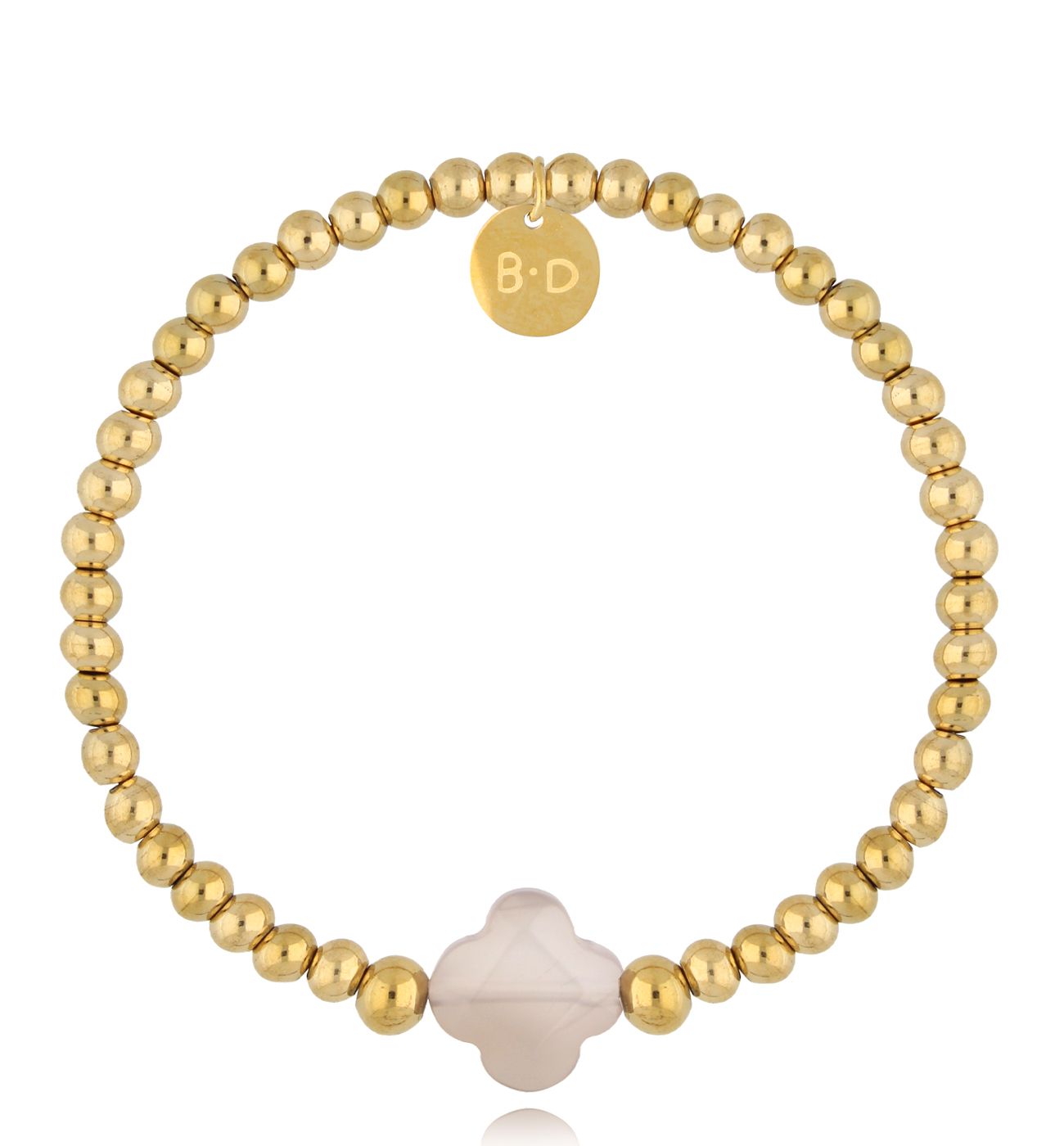 Bransoletka z koniczynką z agatu Golden Clover - By Dziubeka