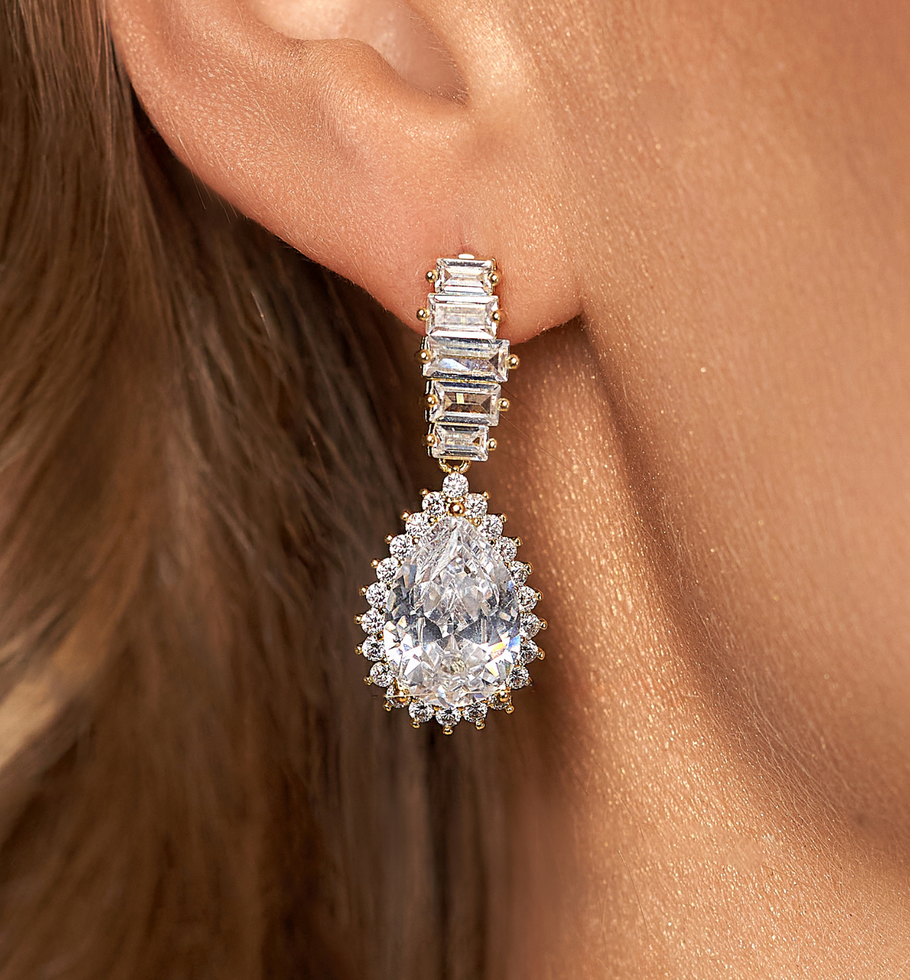 Kolczyki złote z kryształami Inge - By Dziubeka