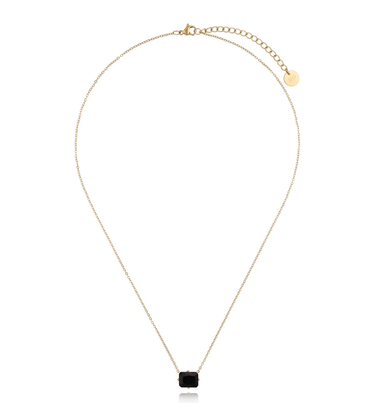 Naszyjnik złoty z czarnym kryształkiem Merlin - By Dziubeka