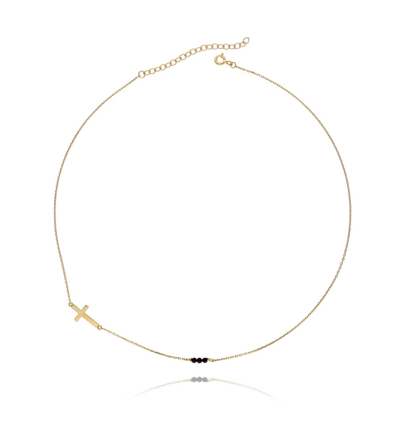 Naszyjnik srebrny pozłacany krzyżyk z kryształkami - By Dziubeka