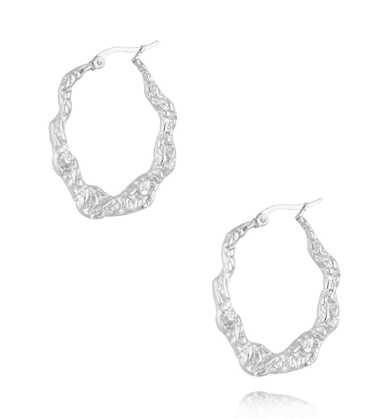 Kolczyki srebrne owalne gniecione Modern Metallics - By Dziubeka