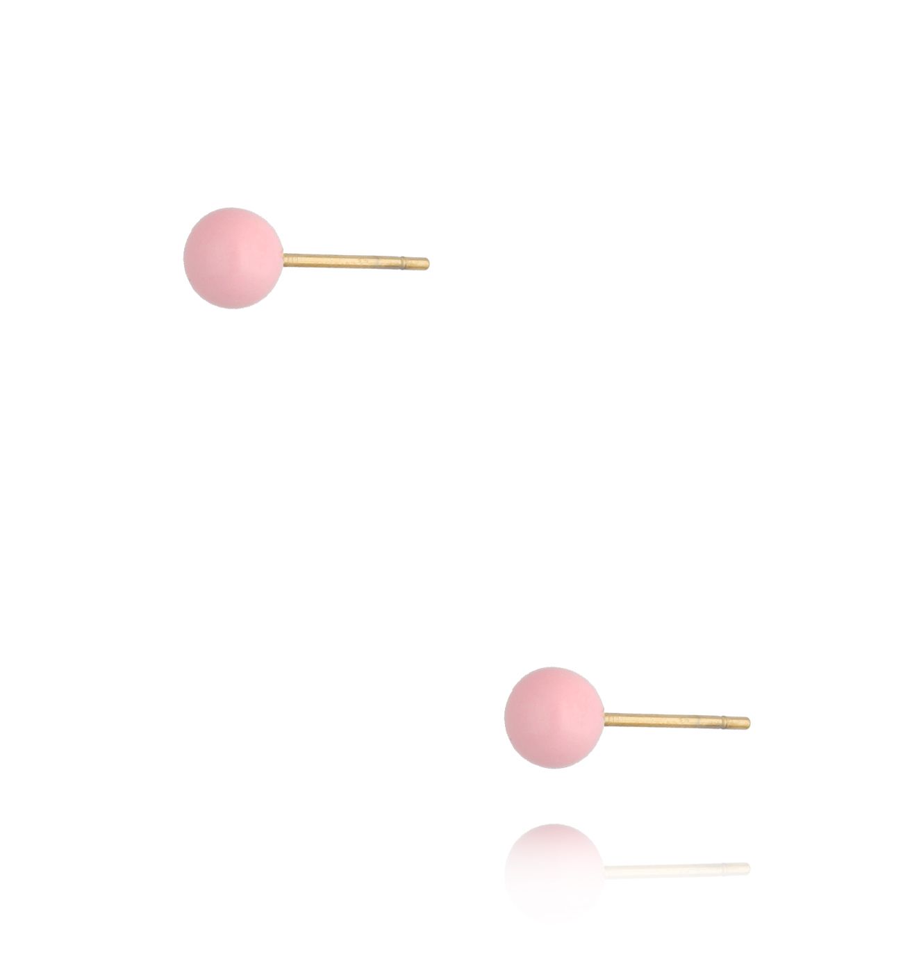 Kolczyki złote kulki z różową emalią 5 mm Enamel Balls - By Dziubeka