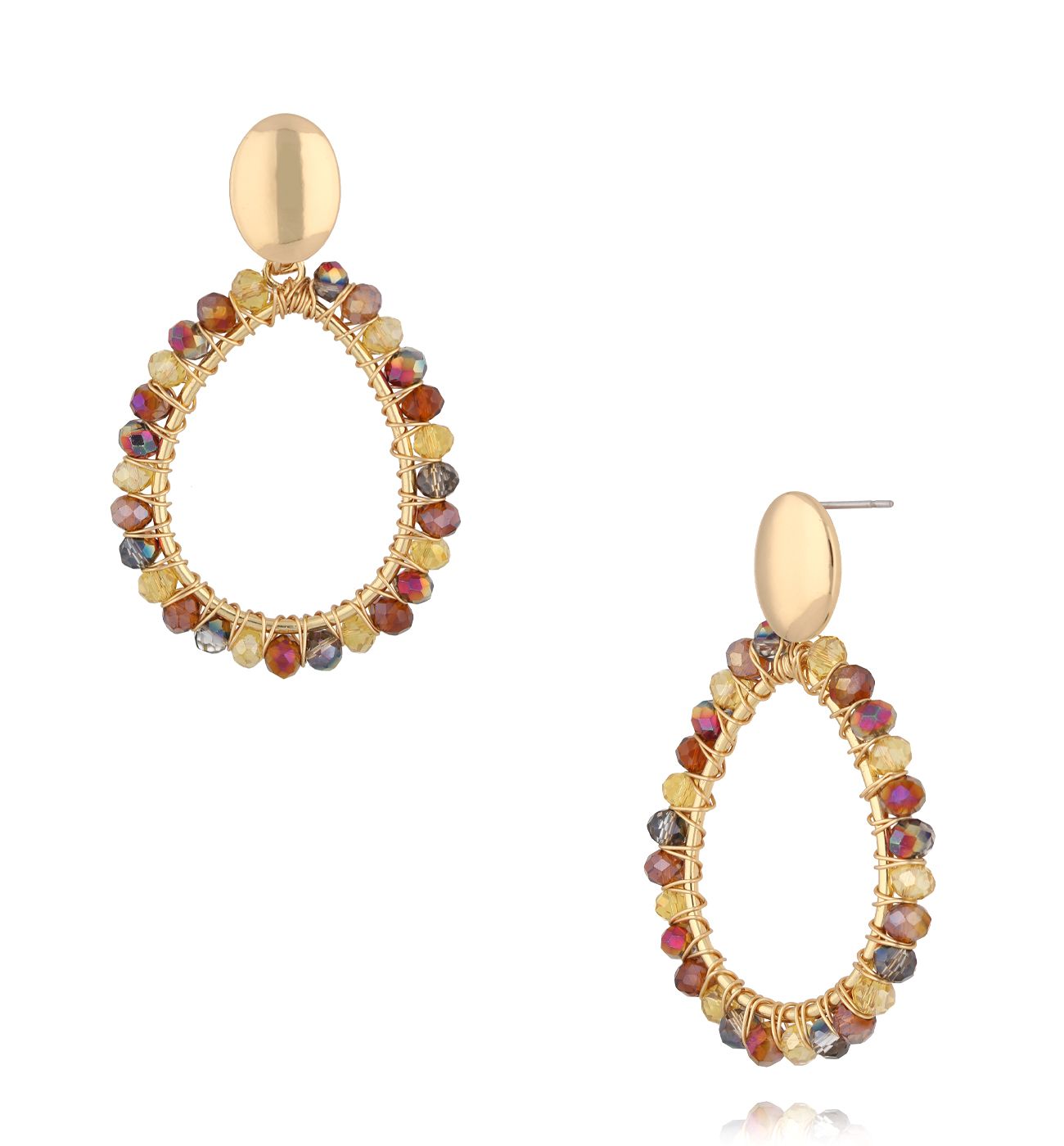 Kolczyki łezki z kolorowymi kryształkami KWE0285 - By Dziubeka