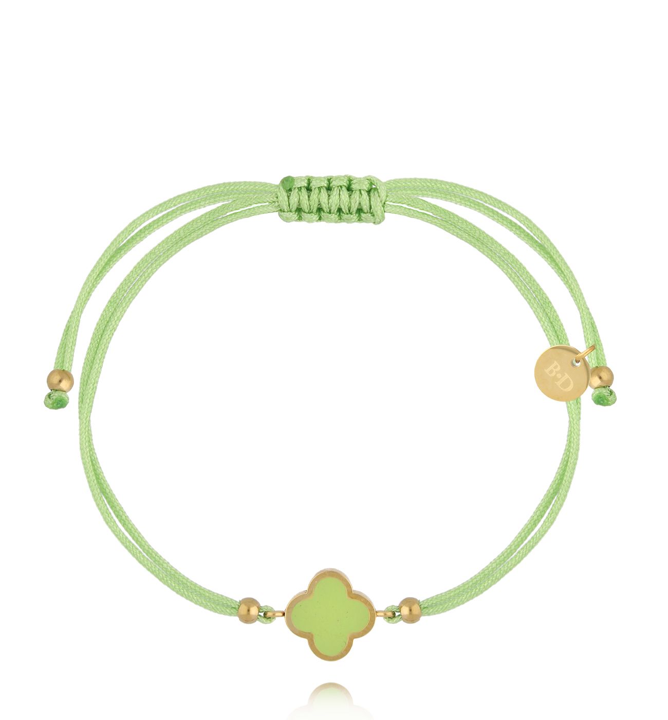 Bransoletka z zielonym sznurkiem i koniczynką BGL1081