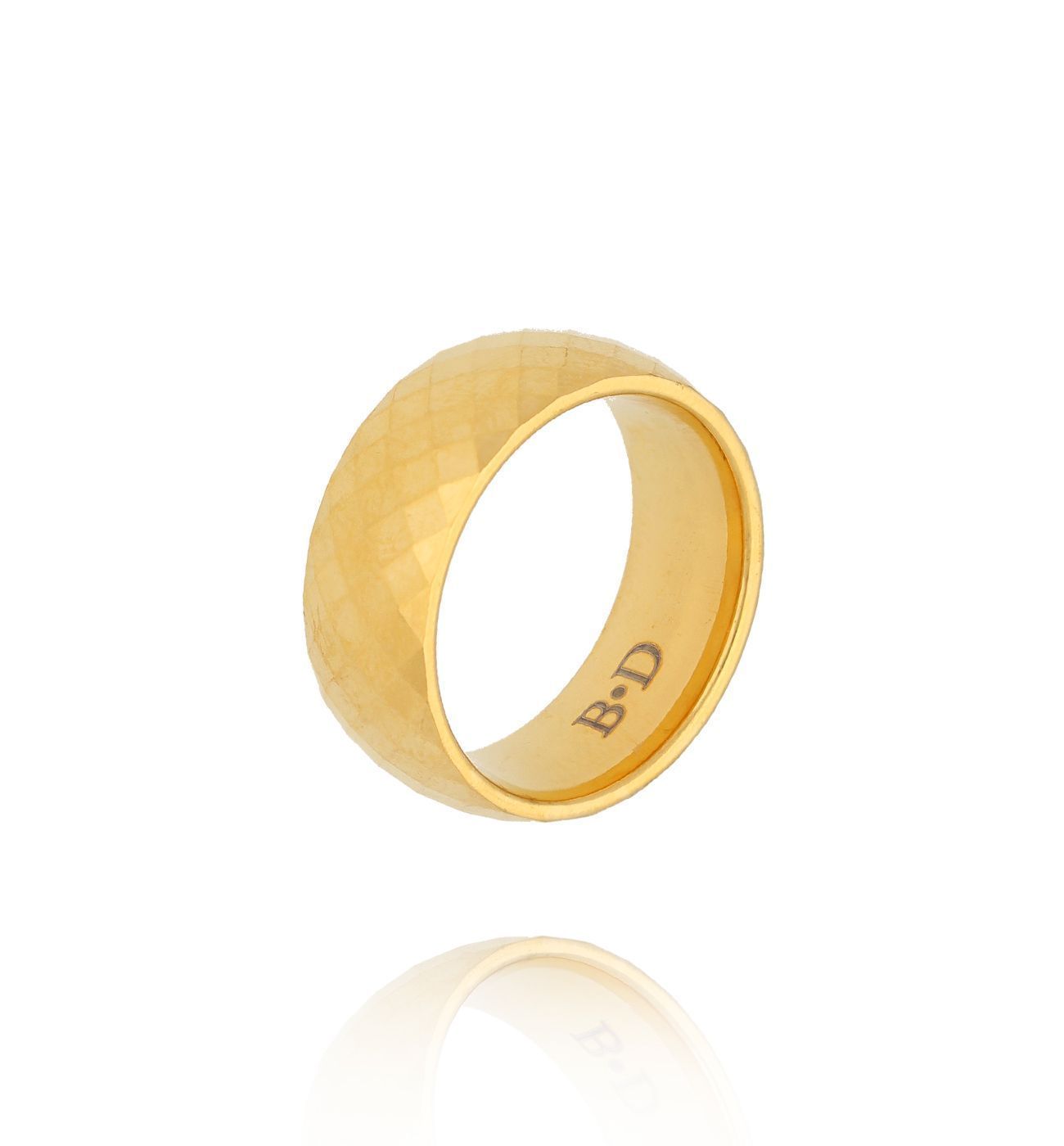 Obrączka złota fasetowana szeroka PFE0112 - By Dziubeka