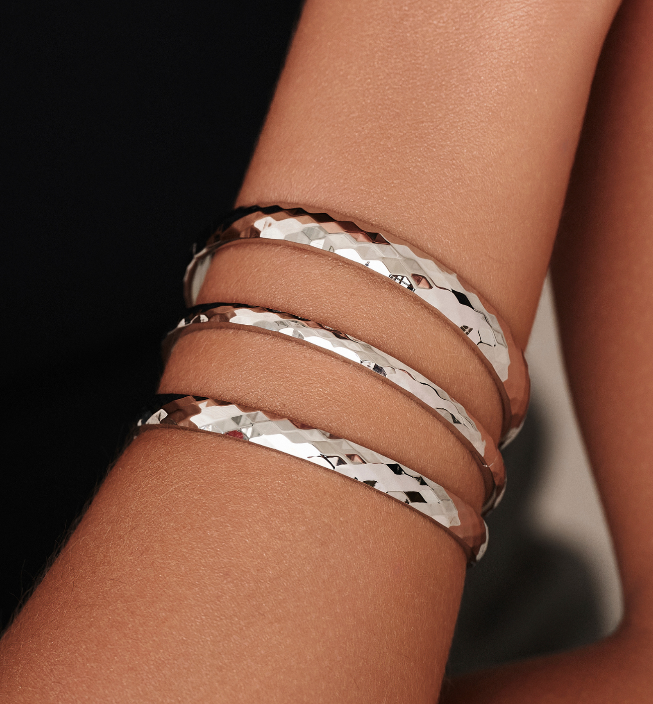 Zestaw bransoletek obręczy srebrny Z0544