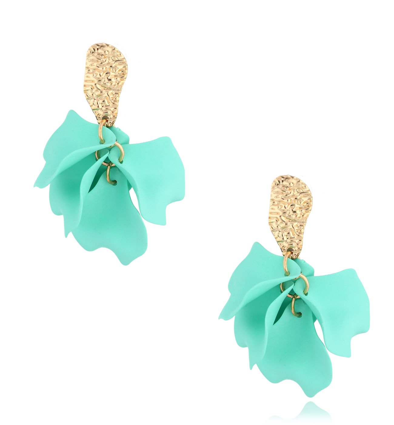 Kolczyki turkusowe z płatkami Coloré KFF0144 - By Dziubeka