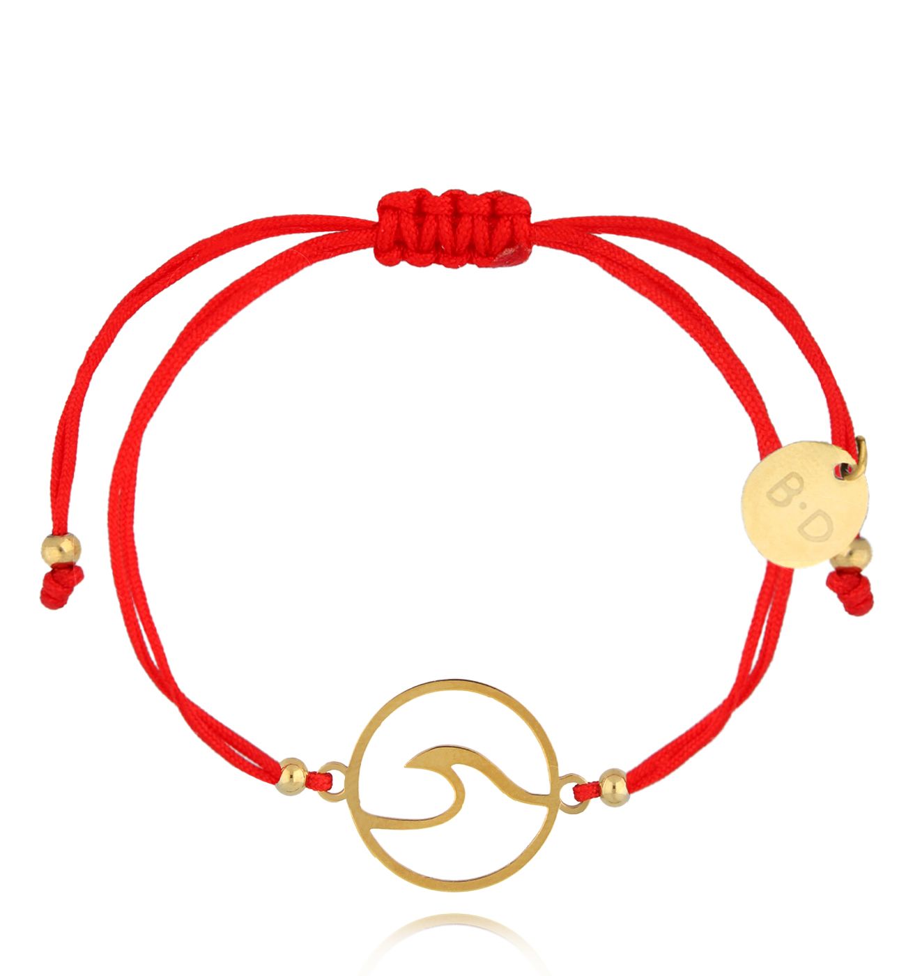 Bransoletka czerwona ze złotą falą Fiji BGL0964