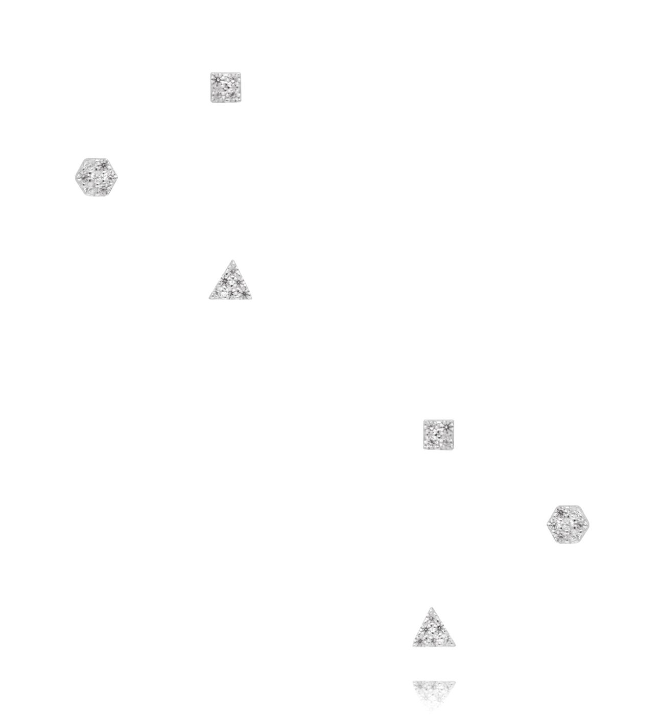 Zestaw kolczyków srebrnych – geometryczne kształty z cyrkoniami KCA0189 - By Dziubeka