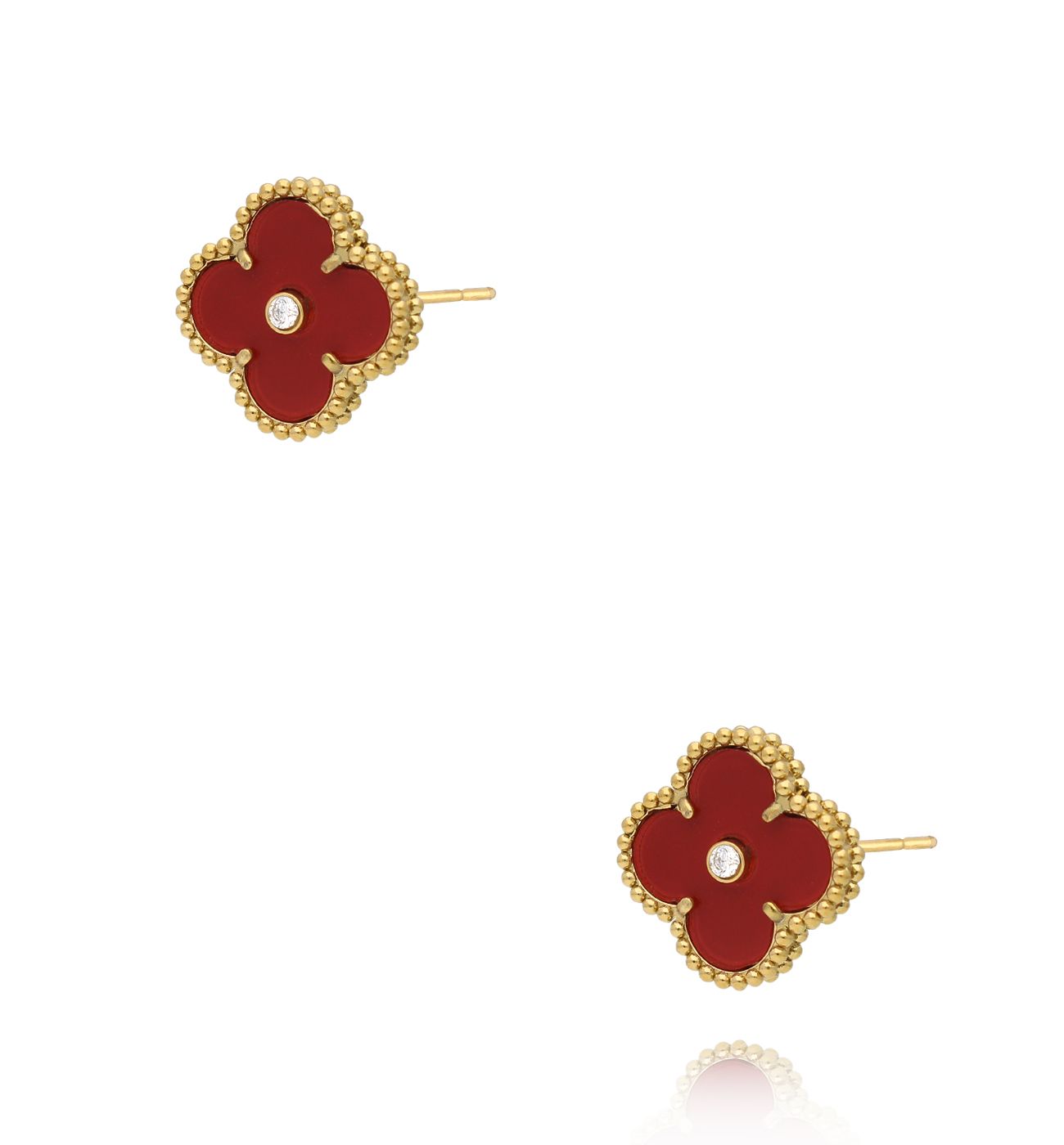 Kolczyki z bordowymi koniczynkami KSY0311 - By Dziubeka