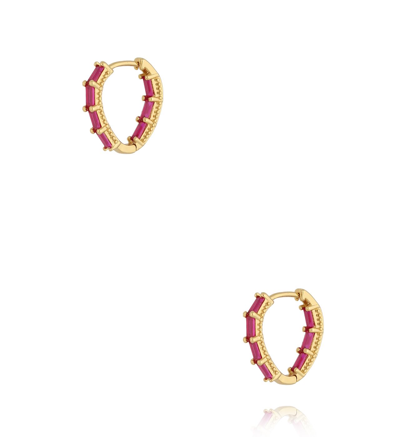 Kolczyki z fuksjowymi cyrkoniami - By Dziubeka