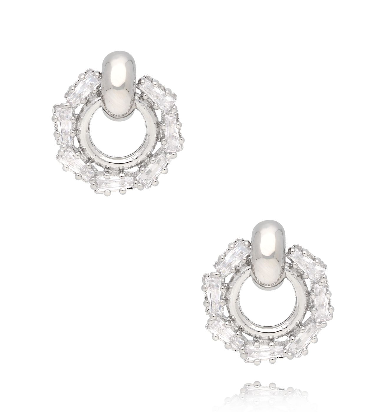 Kolczyki transparentne okrągłe srebrne - By Dziubeka